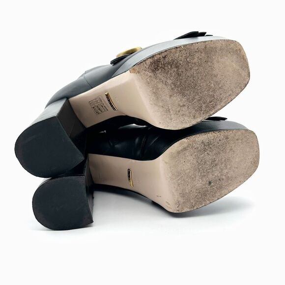 GUCCI Marmont Kiltie Fringe GG Platform Boots Size 39 US 9 Black Leather Ankle - Picture 10 of 12